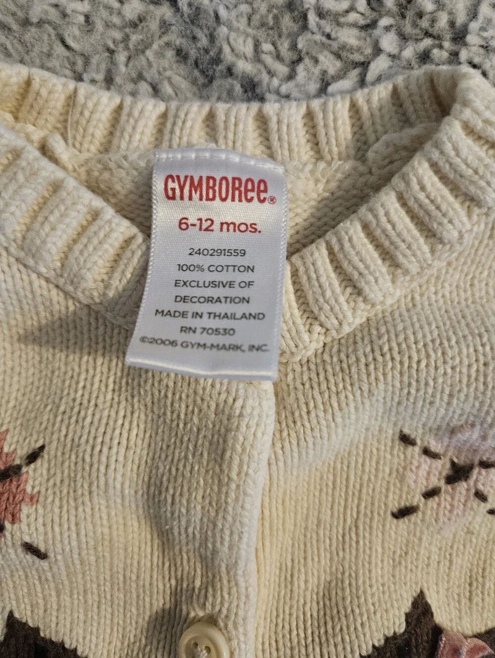 Gymboree Cream Knit Cardigan with Brown Dog Appliqués